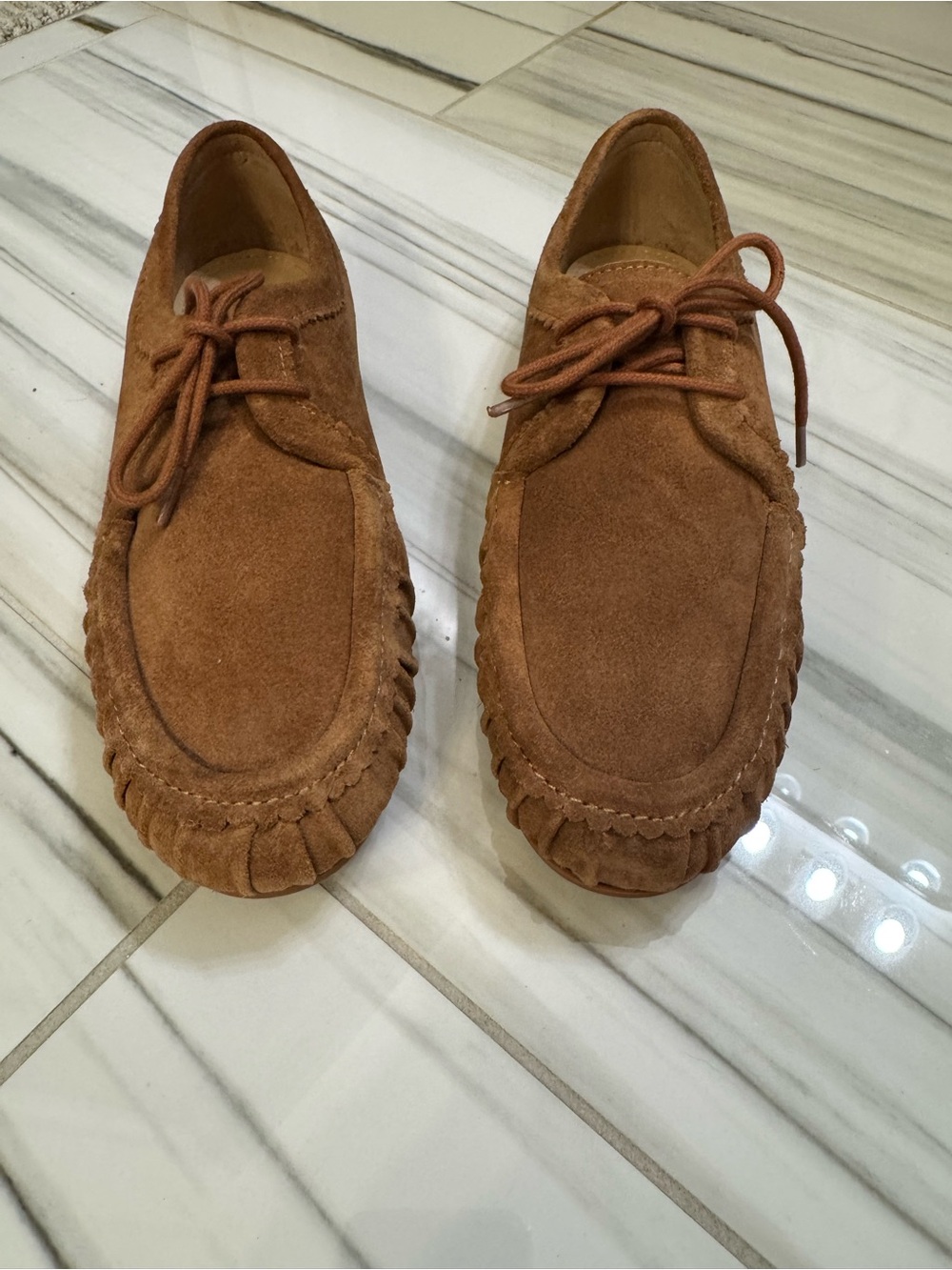 Women’s Boden Suede Moccasin Lace-Up Shoes in Brown Size 37 NEW